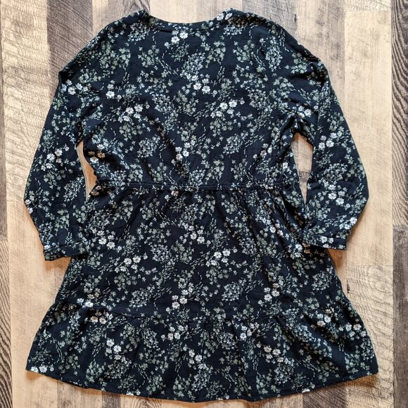 Pact Cafe Crepe Tiered Dress Black Floral Cotton XL - Picture 3 of 7